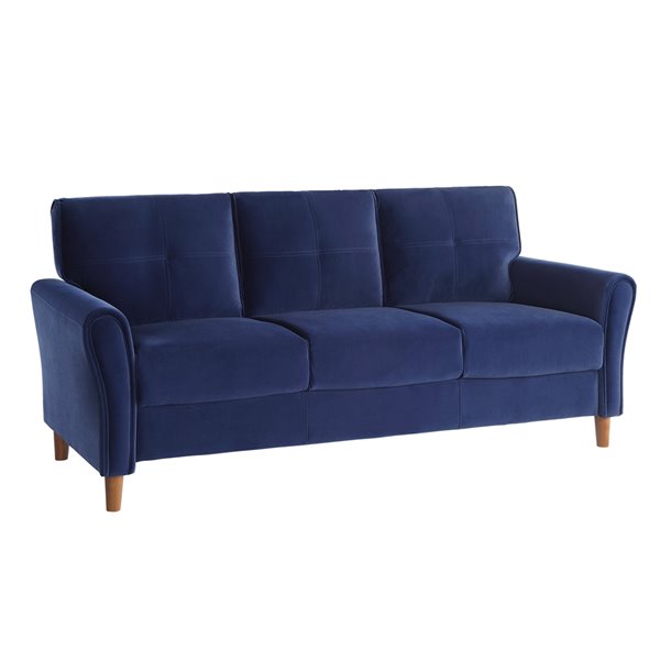 HomeTrend Dunleith Modern Blue Velvet Sofa