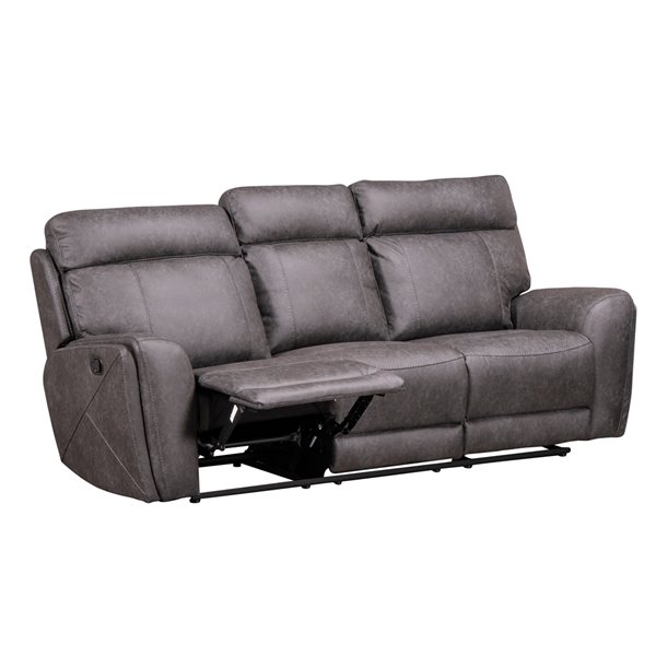 Hometrend Jonathan Casual Neutral Grey, Faux Leather Reclining Sofa
