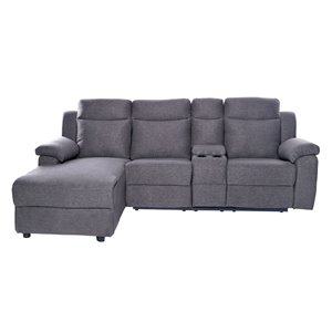 Sectionnel moderne inclinable Larusso lin gris neutre de HomeTrend