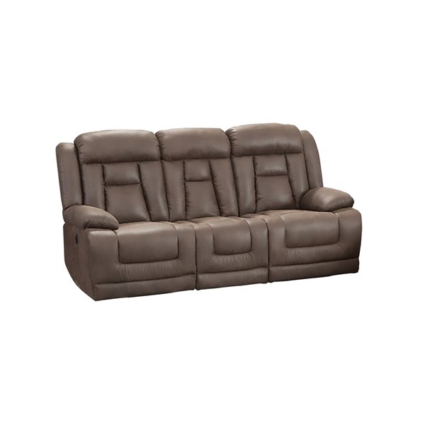 Hometrend Ace Modern Brown Faux Leather, Modern Leather Recliner Sofa
