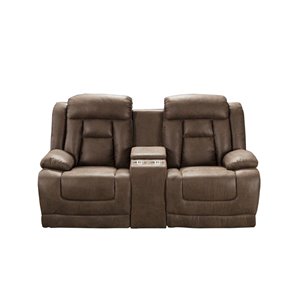 Causeuse moderne inclinable Ace similicuir brun de HomeTrend
