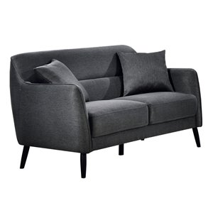 Causeuse milieu du siècle Georgina polyester gris foncé de HomeTrend