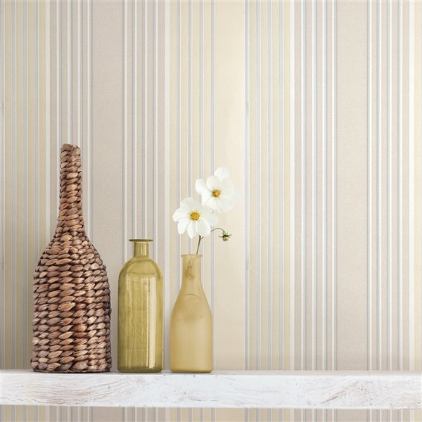 Advantage Surfaces 57.8-Sq. Ft. Taupe Non-Woven Stripes Unpasted Paste the Wall Wallpaper