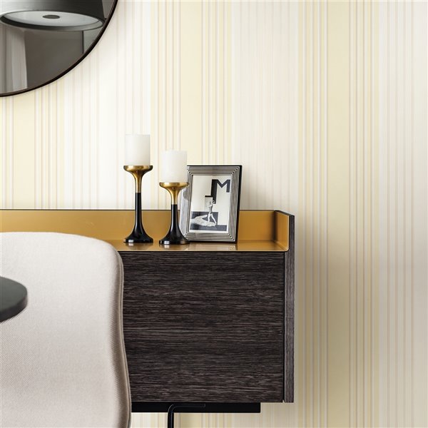 Advantage Surfaces 57.8-Sq. Ft. Light Yellow Non-Woven Stripes Unpasted Paste the Wall Wallpaper