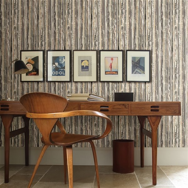 Advantage Nature 57.8-Sq. Ft. Beige Vinyl Textured Stripes 3D Unpasted Paste the Paper Wallpaper