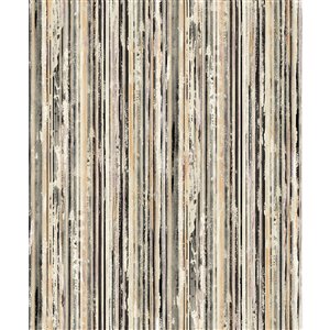 Advantage Nature 57.8-Sq. Ft. Beige Vinyl Textured Stripes 3D Unpasted Paste the Paper Wallpaper