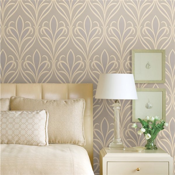 Advantage Tradition 57.8-Sq. Ft. Grey Non-Woven Damask Unpasted Paste the Wall Wallpaper