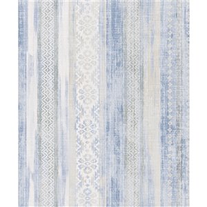 Papier peint non-tissé Tradition de 57,8 pi² rayé sans colle à appliquer au mur, bleu
