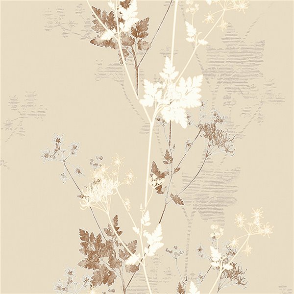 Advantage Nature 57.8-Sq. Ft. Cream Vinyl Floral Unpasted Paste the Paper Wallpaper