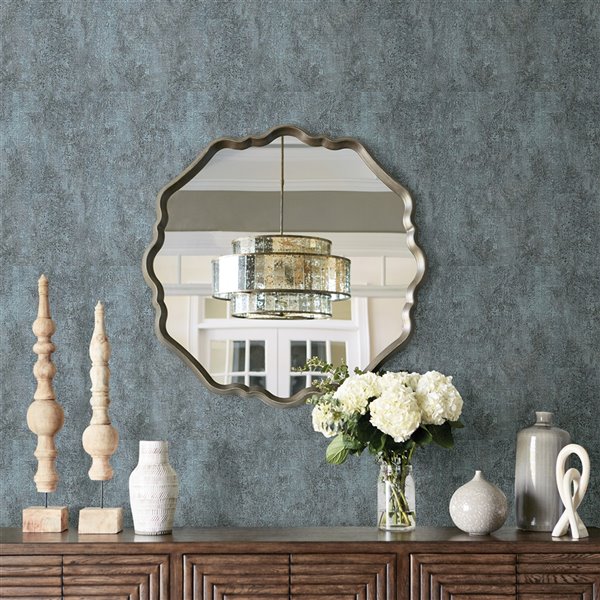 Advantage Nature 57.8-Sq. Ft. Teal Vinyl Textured Abstract 3D Unpasted Paste the Paper Wallpaper