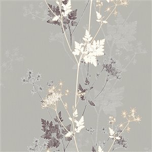 Papier peint en vinyle Nature de 57,8 pi² avec motif floral sans colle à appliquer au papier, bronze