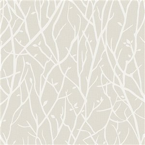 Papier peint non-tissé Nature de 57,8 pi² avec motif de vignes sans colle à appliquer au mur, gris