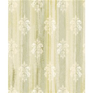 Papier peint non-tissé Tradition de 57,8 pi² texturé avec motif damassé 3D sans colle à appliquer au mur, vert