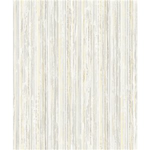 Papier peint en vinyle Surfaces de 57,8 pi² texturé rayé 3D sans colle à appliquer au papier, sauge
