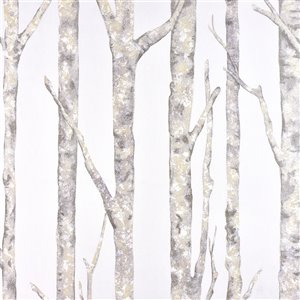 Papier peint non-tissé Nature de 57,8 pi² avec motif de vignes sans colle à appliquer au mur, blanc cassé