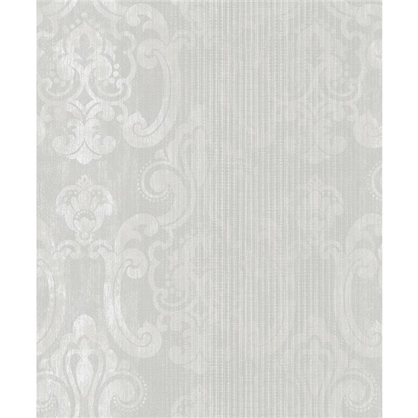 Advantage Tradition 57.8-Sq. Ft. Pearl Non-Woven Textured Stripes 3D Unpasted Paste the Wall Wallpaper