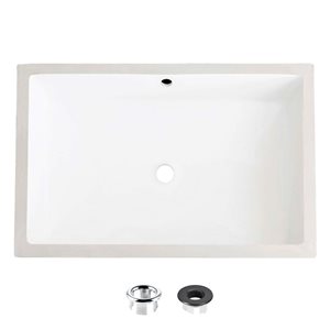 Stylish White Porcelain Undermount Rectangular Bathroom Sink with Overflow Drain (24-in x 16-in)