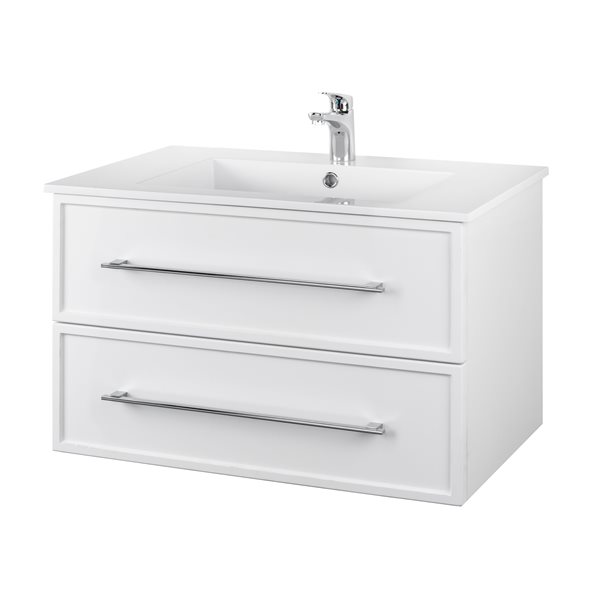 Cutler Kitchen & Bath Milano 30-in White Single Sink Bathroom Vanity with White Acrylic Top