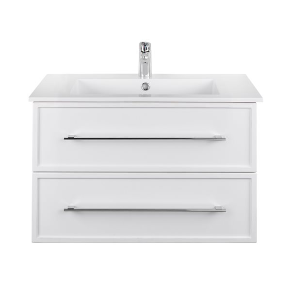 Cutler Kitchen & Bath Milano 30-in White Single Sink Bathroom Vanity with White Acrylic Top