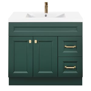 Cutler Kitchen & Bath Casa 36-in Single Sink Green Bathroom Vanity with White Acrylic Top