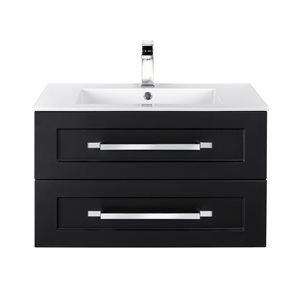 Cutler Kitchen & Bath Riga 30-in Black Single Sink Bathroom Vanity with White Acrylic Top