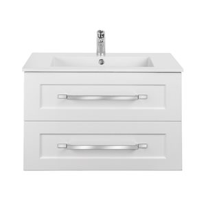 Cutler Kitchen & Bath Riga 30-in White Single Sink Bathroom Vanity with White Acrylic Top