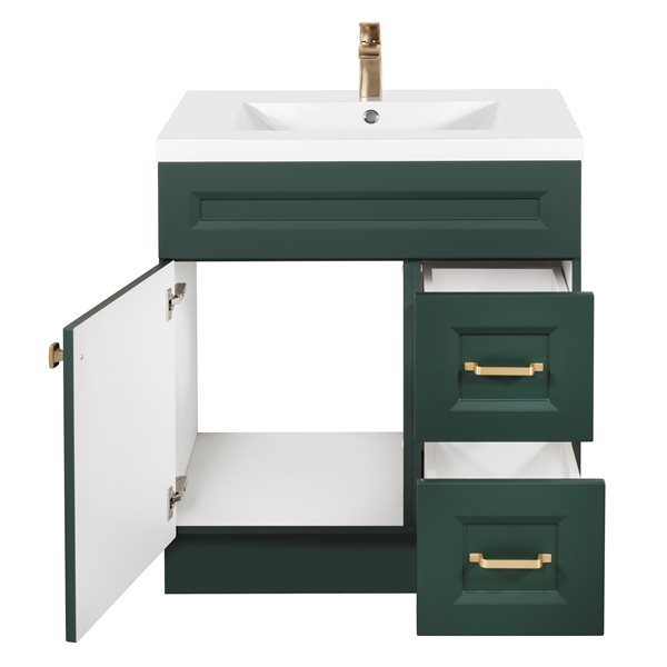 Cutler Kitchen & Bath Casa 30-in Single Sink Green Bathroom Vanity with White Acrylic Top