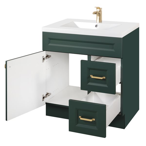 Cutler Kitchen & Bath Casa 30-in Single Sink Green Bathroom Vanity with White Acrylic Top