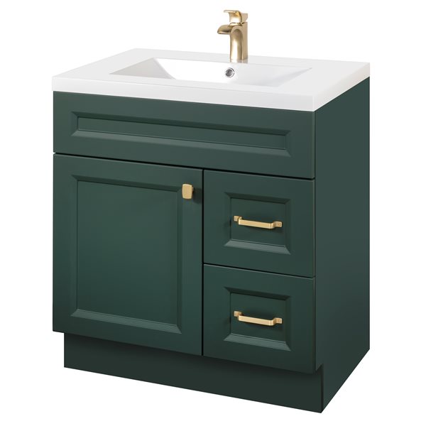 Cutler Kitchen & Bath Casa 30-in Single Sink Green Bathroom Vanity with White Acrylic Top