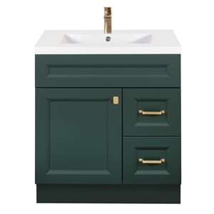 Cutler Kitchen & Bath Casa 30-in Single Sink Green Bathroom Vanity with White Acrylic Top