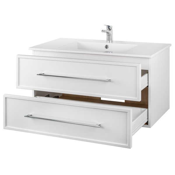 Cutler Kitchen & Bath Milano 36-in White Single Sink Bathroom Vanity ...