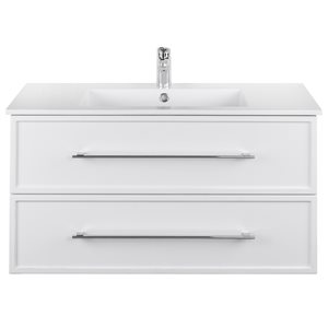 Meuble-lavabo Milano blanc 36 po, lavabo simple avec comptoir en acrylique blanc par Cutler Kitchen & Bath