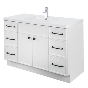 Cutler Kitchen & Bath Manhattan 48-in White Single Sink Bathroom Vanity with White Acrylic Top