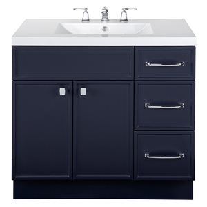 Cutler Kitchen & Bath Manhattan 36-in Navy Blue Single Sink Bathroom Vanity with White Acrylic Top
