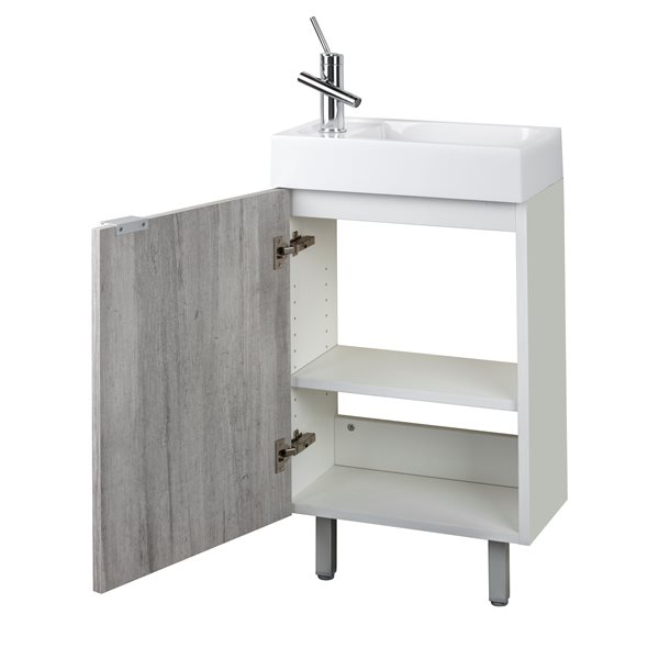 Cutler Kitchen & Bath Studio 18-in Grey Single Sink Bathroom Vanity with White Acrylic Top