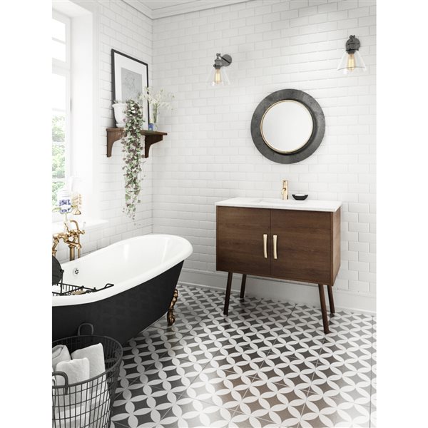 Cutler Kitchen & Bath Garland II 36-in Brown Single Sink Bathroom Vanity with White Acrylic Top