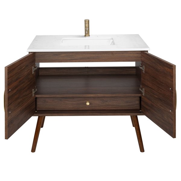 Cutler Kitchen & Bath Garland II 36-in Brown Single Sink Bathroom Vanity with White Acrylic Top