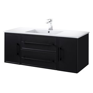 Cutler Kitchen & Bath Milano 48-in Black Single Sink Bathroom Vanity with White Acrylic Top