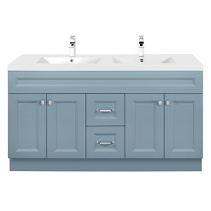 Cutler Kitchen & Bath Casa 60-in Blue Double Sink Bathroom Vanity with White Acrylic Top