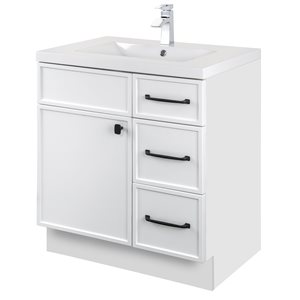 Cutler Kitchen & Bath Manhattan 30-in White Single Sink Bathroom Vanity with White Acrylic Top
