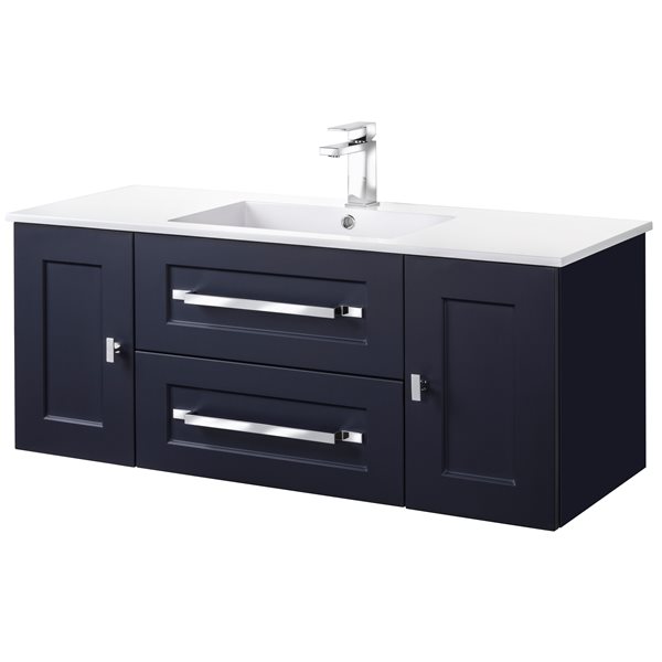 Cutler Kitchen & Bath Milano 48-in Blue Single Sink Bathroom Vanity with White Acrylic Top