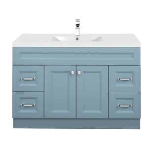 Meuble-lavabo Casa bleu 48 po, lavabo simple avec comptoir en acrylique blanc par Cutler Kitchen & Bath