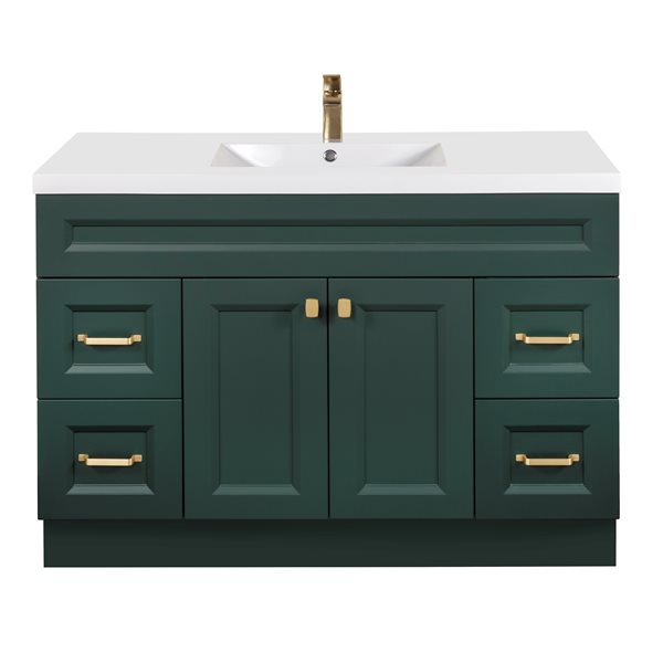 Cutler Kitchen & Bath Casa 48-in Single Sink Green Bathroom Vanity with White Acrylic Top