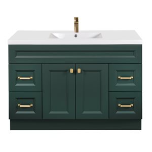 Cutler Kitchen & Bath Casa 48-in Single Sink Green Bathroom Vanity with White Acrylic Top