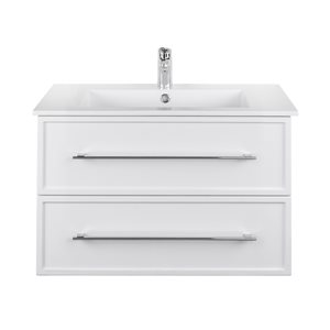 Cutler Kitchen & Bath Milano 30-in Black Single Sink Bathroom Vanity with White Acrylic Top