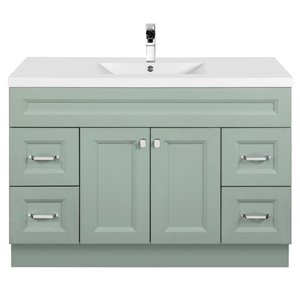 Meuble-lavabo Casa vert 48 po, lavabo simple avec comptoir en acrylique blanc par Cutler Kitchen & Bath