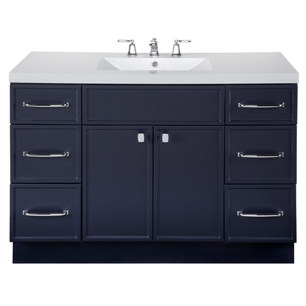 Navy Blue Single Sink Bathroom Vanity, How To Make A Double Vanity From Single