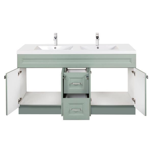 Cutler Kitchen & Bath Casa 60-in Green Double Sink Bathroom Vanity with White Acrylic Top
