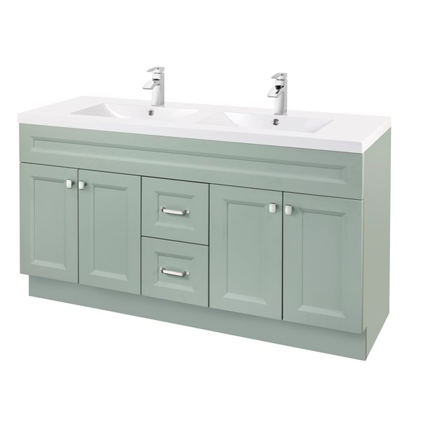 Cutler Kitchen & Bath Casa 60-in Green Double Sink Bathroom Vanity with White Acrylic Top