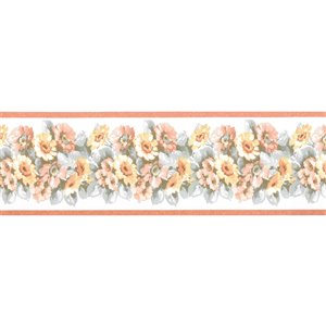 Bordure de papier peint de 3,5 po préencollée par Dundee Deco, orange brûlé, vert, jaune
